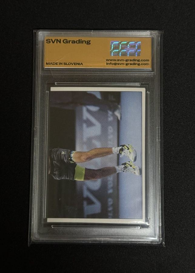 Zaprta SVN kapsula, hrbtna stran: Andre Agassi 1992 Panini #195/196, Gem Mint+ 10, serijska 169986